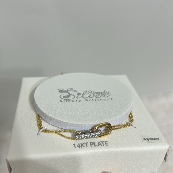 Simply Silver Two tone Bracelet 14kT plate adjustable - Picture 4 of 6
